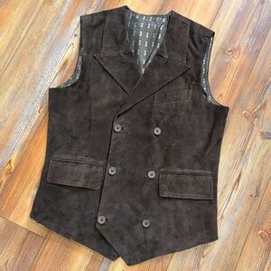 Vintage 90s Suede Lambskin Double-Breasted Waistcoat Vest